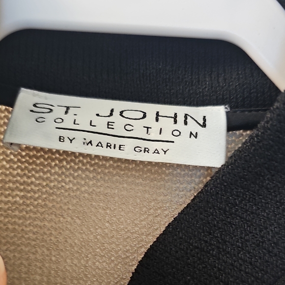 St. John Collection Tan and Black Trim Cardigan - Picture 2 of 4